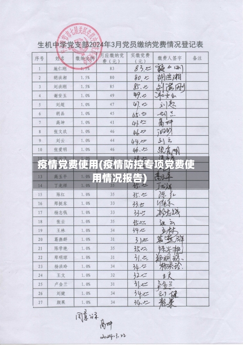 疫情党费使用(疫情防控专项党费使用情况报告)-第1张图片